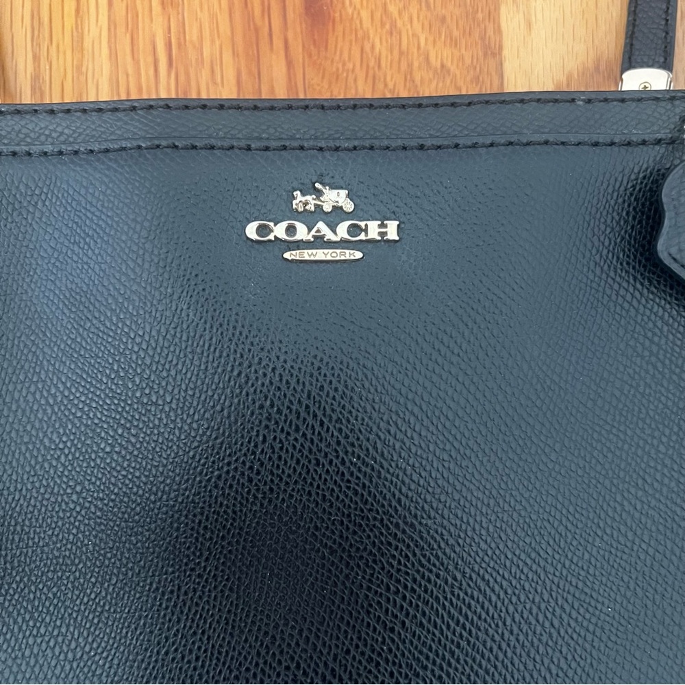 Coach Black Leather Tote Bag with Long Strap - Picture 13 of 16